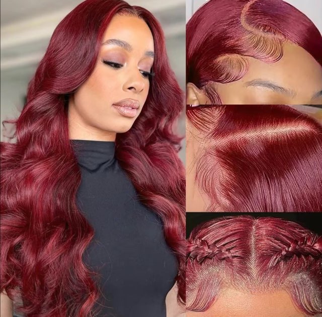 Human Hair Burgundy Frontal