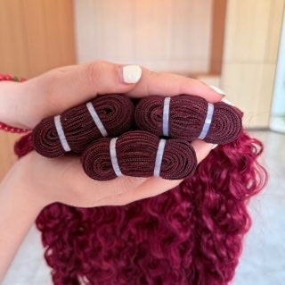 Human Hair 3PC 99J Burmese Curly Bundles
