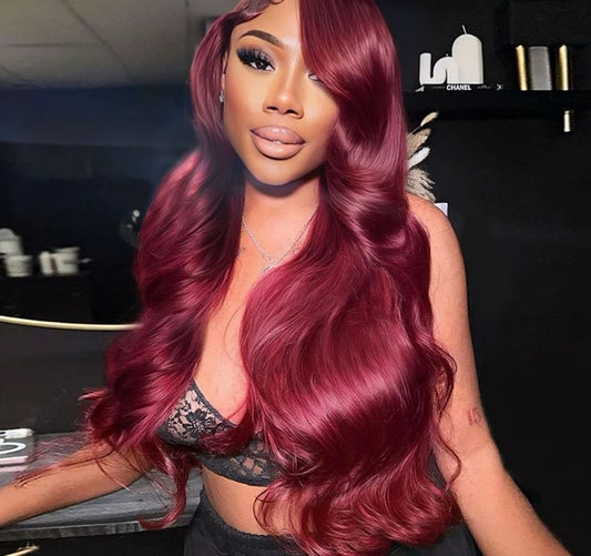Human Hair Burgundy Frontal