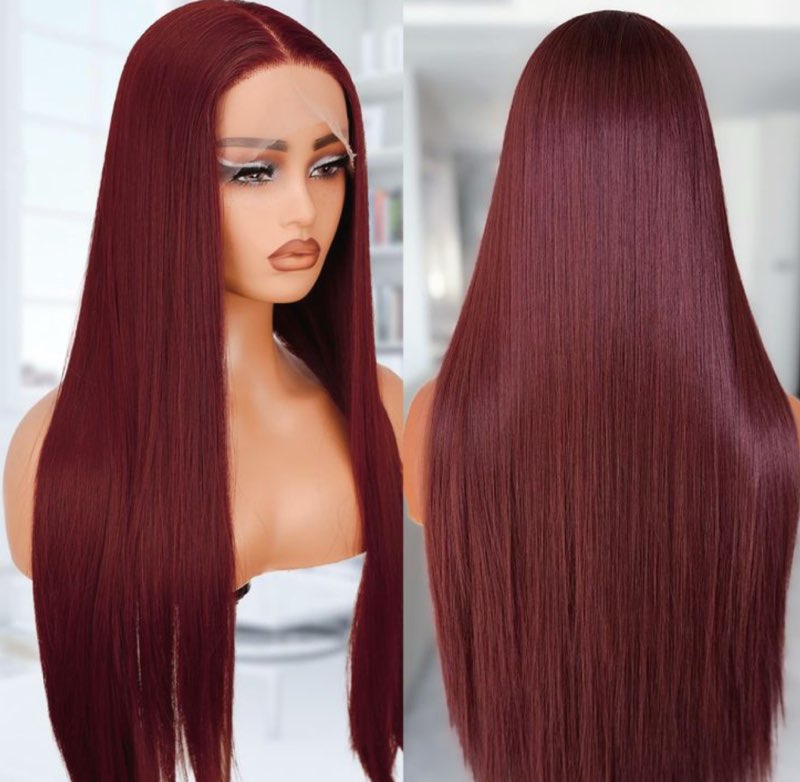 Human Hair Straight Burgundy