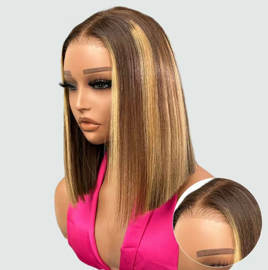 Human Hair Highlight Closure Bob