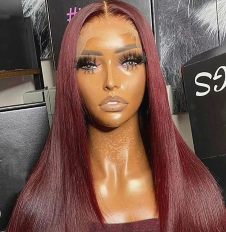 Human Hair Straight Burgundy