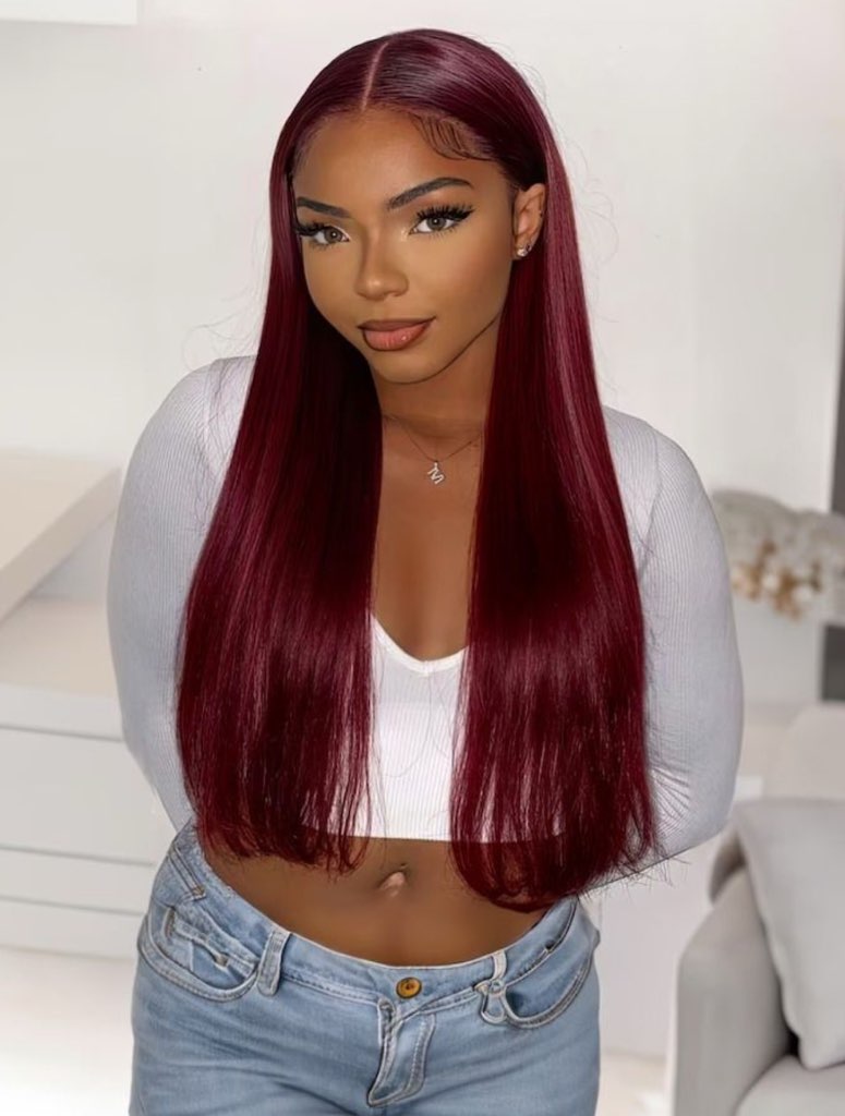 Human Hair Straight Burgundy