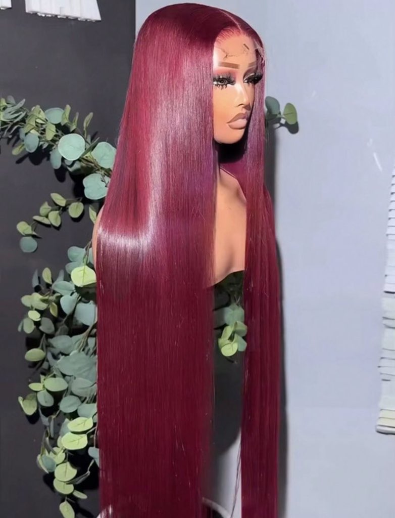 Human Hair Straight Burgundy